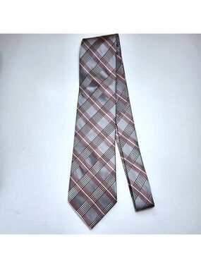 Stefano Conti Necktie Men's 100% Silk Tie 100% Italian Silk Tie Grey Red White